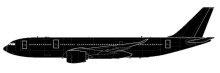 Silhouette image of generic A338 model; specific model in this crash may look slightly different